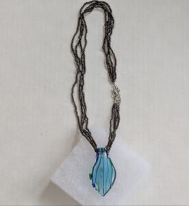 Elegant Blue and Silver Glass Necklace
